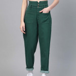 Women Green Regular Fit High-Rise Clean Look Stretchable Jeans