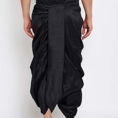 Men Black Solid Dhoti Pants