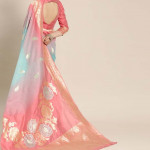 Pink & Blue Floral Dyed Banarasi Sarees