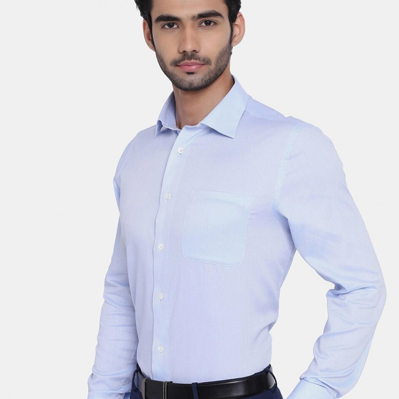 Men Blue India Slim Fit Cotton Formal Shirt