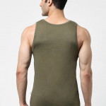 Men Green Printed Cotton Innerwear Gym Vests